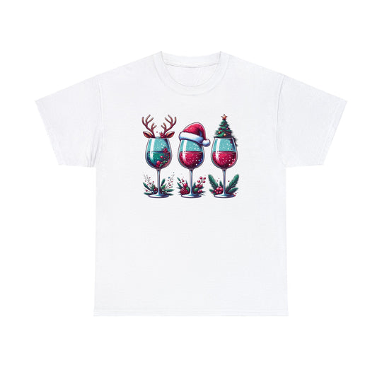 Wine Christmas Spirit Glasses Unisex T Shirt - Wave Fusions