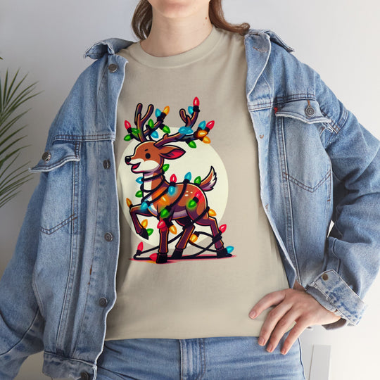 Reindeer Radiance Christmas Cheer Unisex T Shirt - Wave Fusions