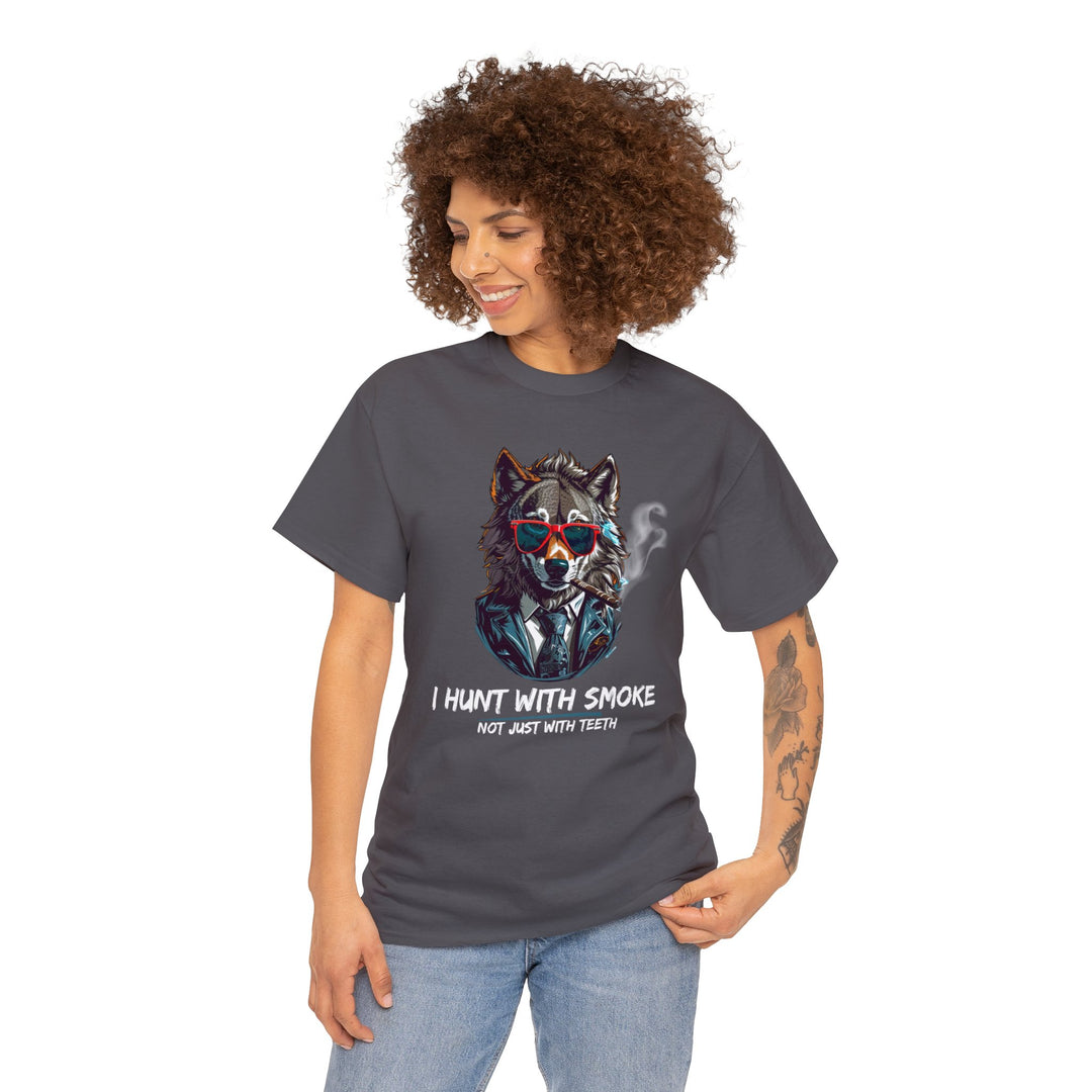 Cool Wolf Legend T-Shirt - I Hunt With Smoke Not Just With Teeth