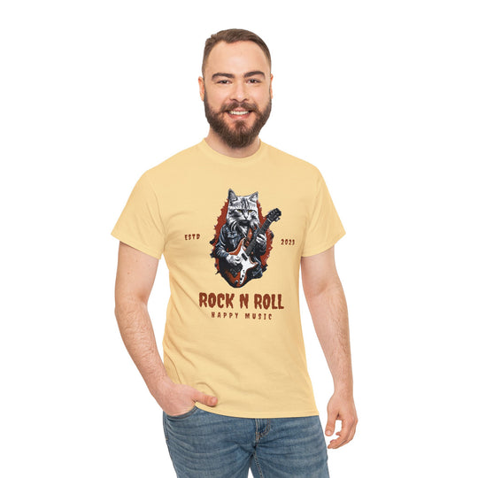 Rock N Roll Cat Guitarist T-Shirt - Happy Tunes