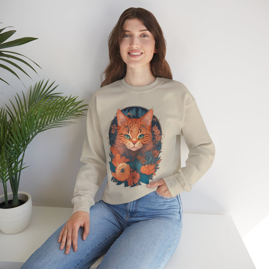 Garden Gaze Cat Petals and Paws Sweatshirt - Blooming Cat