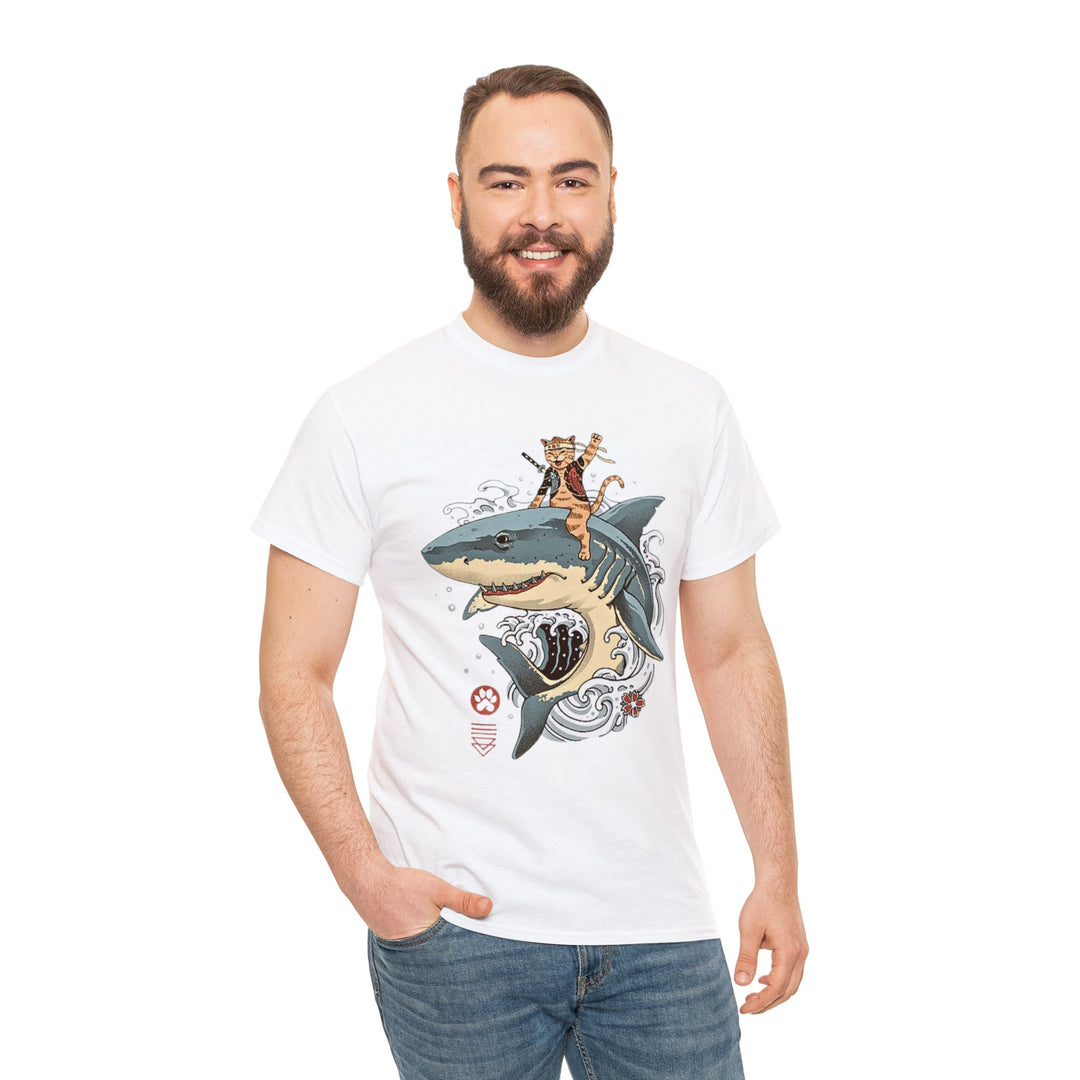 Shark Rider Cat T-Shirt - Aquatic Adventure Gear