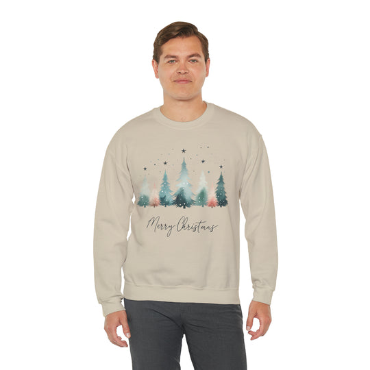 Stars & Snow Cute Christmas Trees Unisex Sweatshirt - Wave Fusions