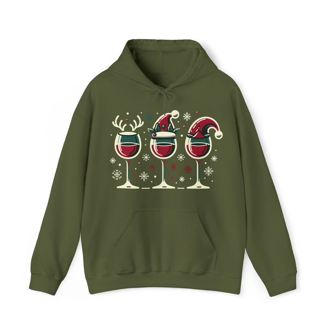 Holiday Cheer Wine Glasses Unisex Hoodie - Wave Fusions