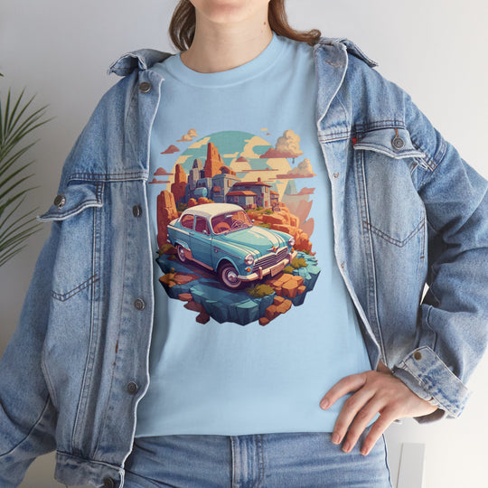 Vintage Car Sky City T-shirt - Vintage City Fashion