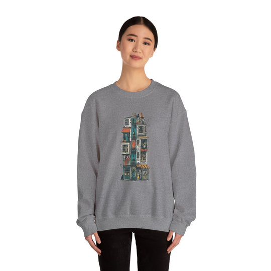 Whimsical Neighbors - Cozy Townhouse Sweatshirt