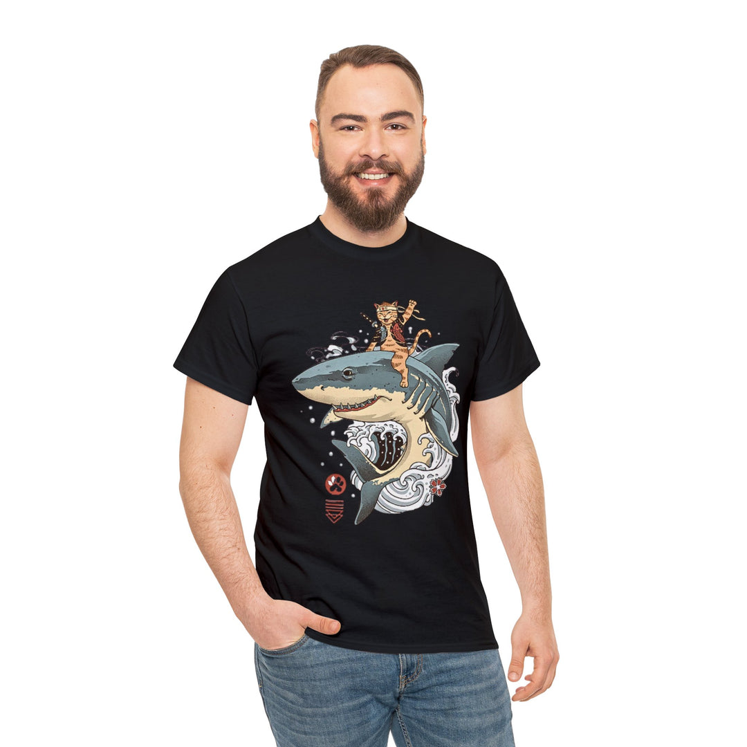 Shark Rider Cat T-Shirt - Aquatic Adventure Gear