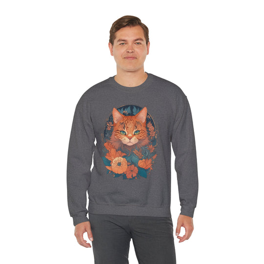 Garden Gaze Cat Petals and Paws Sweatshirt - Blooming Cat