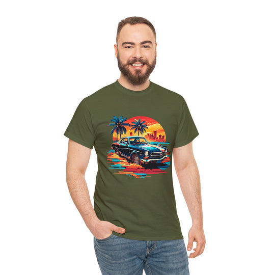 Classic Car Beach Sunset T-shirt   - Vintage City Fashion