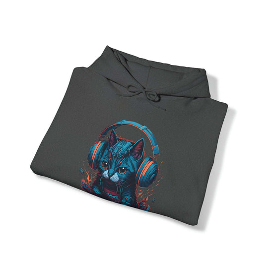 Cat with headset Unisex Hooded Sweatshirt