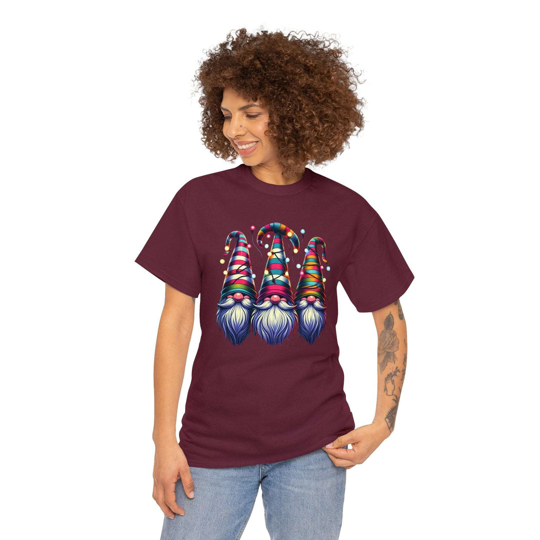 Festive Gnomes in Twinkling Hats Unisex T Shirt