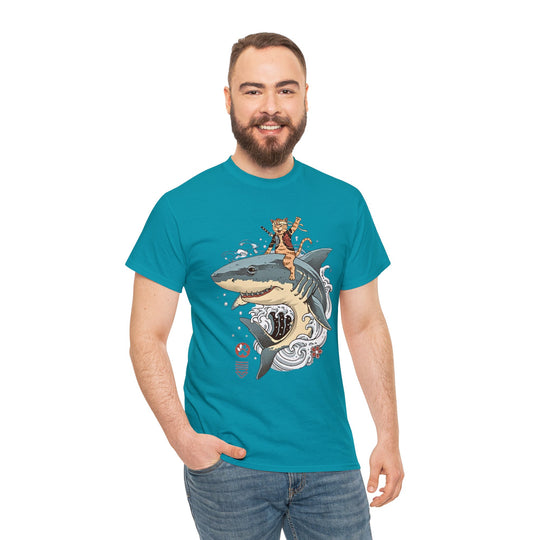 Shark Rider Cat T-Shirt - Aquatic Adventure Gear