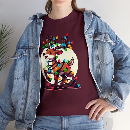 Reindeer Radiance Christmas Cheer Unisex T Shirt - Wave Fusions