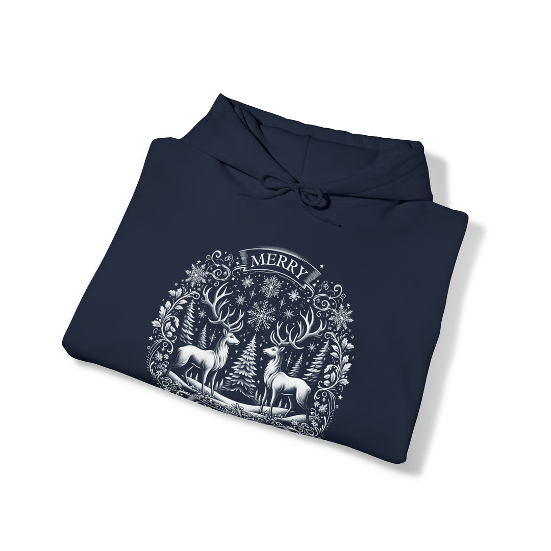 Woodland Reindeer Christmas Elegance Unisex Hoodie - Wave Fusions