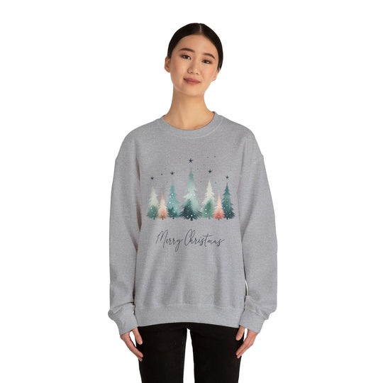 Stars & Snow Cute Christmas Trees Unisex Sweatshirt - Wave Fusions