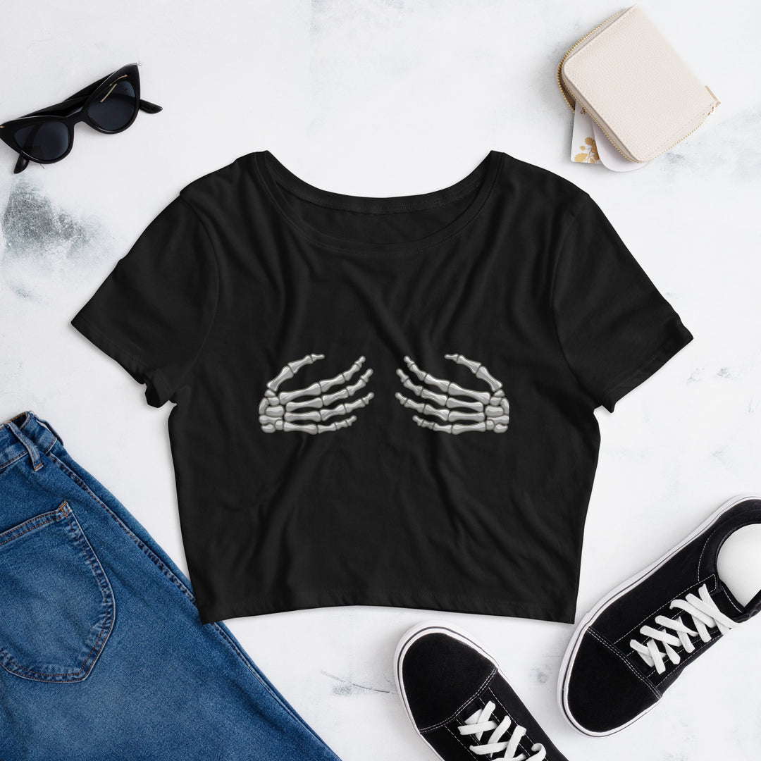 Skeleton Hands Women’s Crop Tee - Wave Fusions