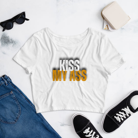 Kiss My Ass Women’s Crop Tee - Wave Fusions