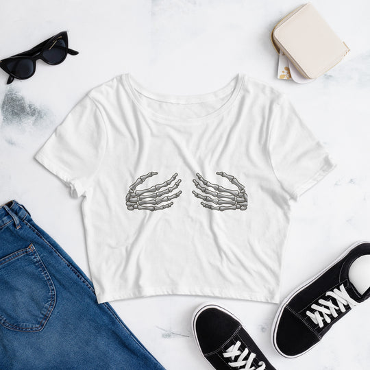 Skeleton Hands Women’s Crop Tee - Wave Fusions